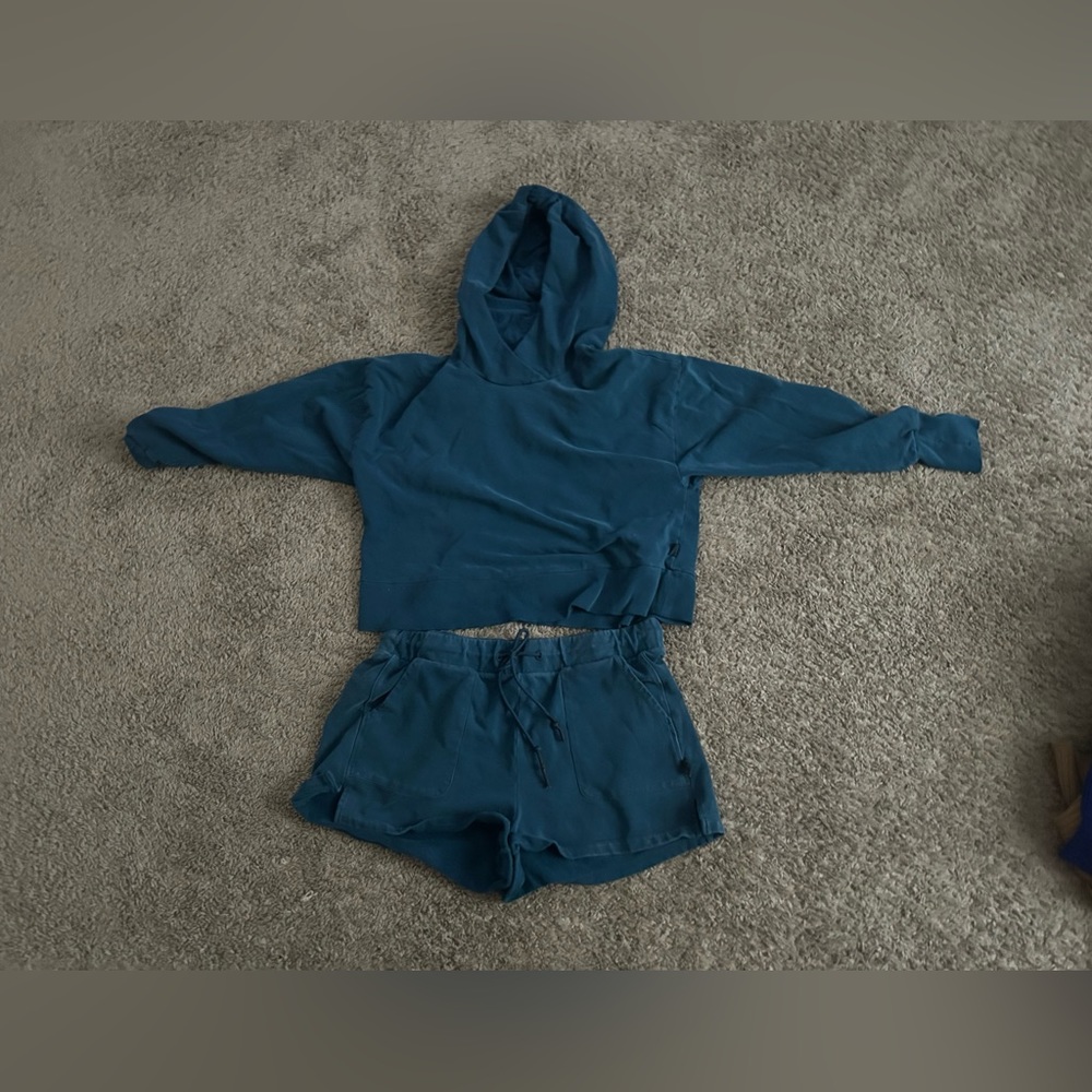 Blue hoodie and short set